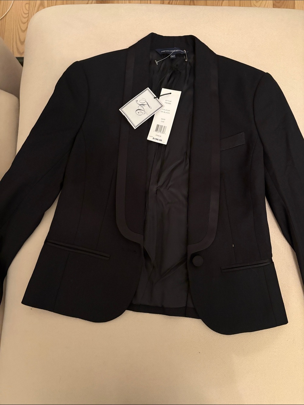 French Connection Black Satin-Trim Blazer